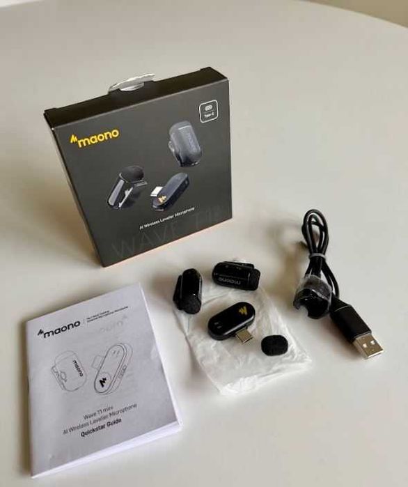 Безжичен микрофон с AI шумопотискане - USB-C порт, чисто нов