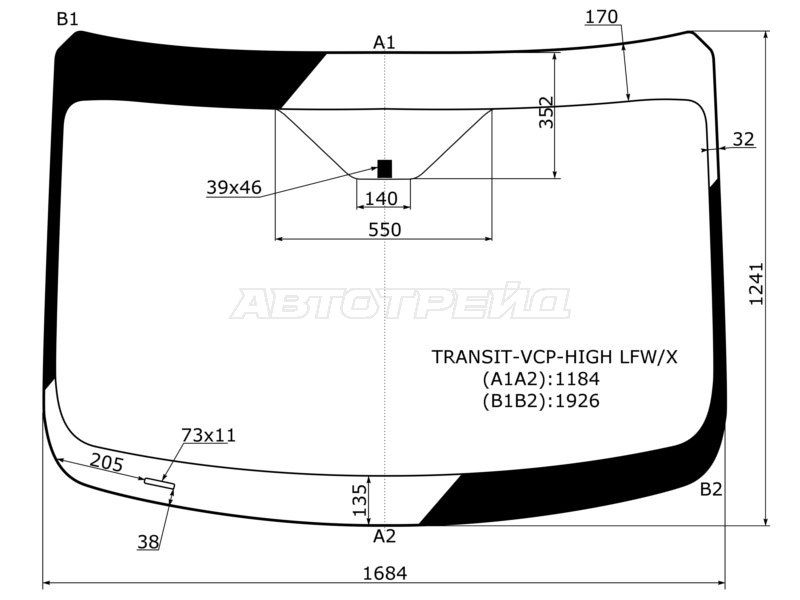 Стекло лобовое  Ford Transit