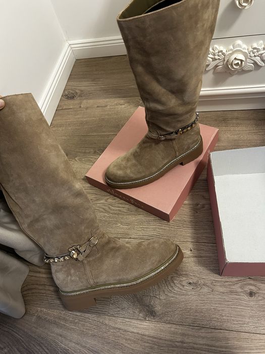 Alma En Pena cizme din piele bej