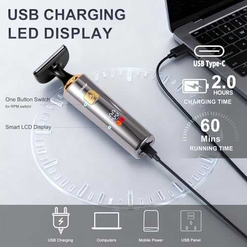 Нов Hatteker 4 в 1 тример за гръб и тяло с удължаваща дръжка водоустойчив LCD дисплей за мъже