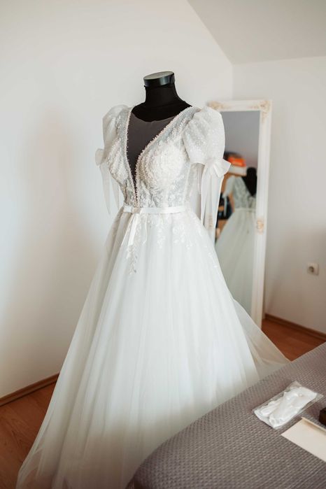 Rochie de mireasă unicat, stil A-Line, mărimea 36-38 / S-M