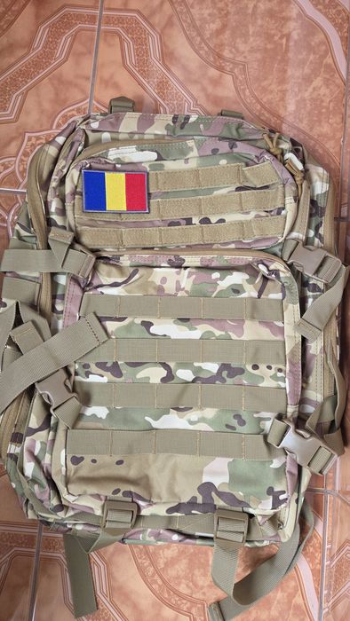 Rucsac Militar 50 l/ Negru / Verde camuflaj/Verde ,Nou