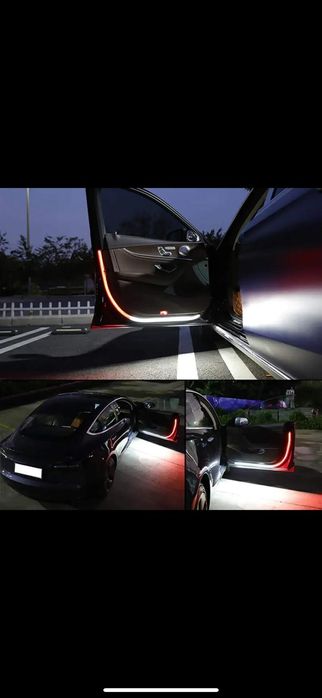 Set 2 sau 4 benzi flexibile de avertizare cu lumina led usa auto