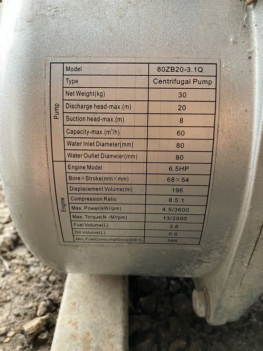 Бензинова пома за вода