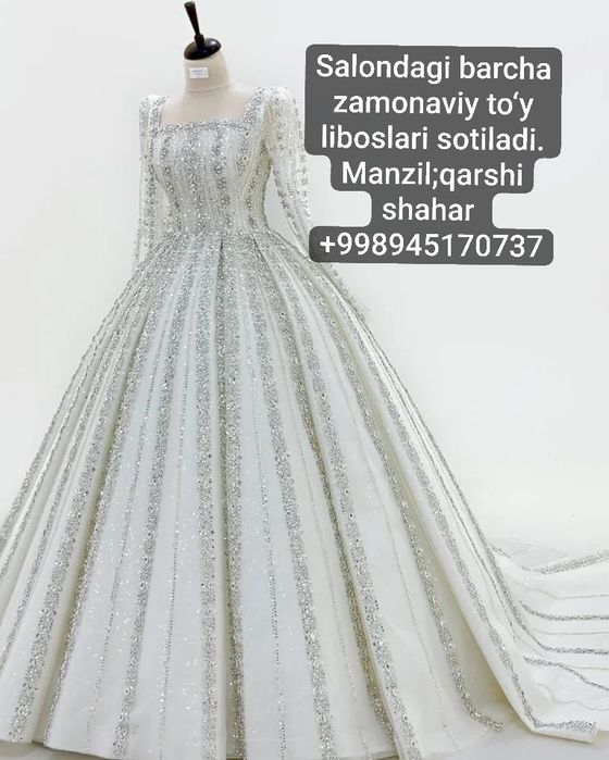 Salondagi barcha zamonaviy to‘y liboslarimiz  sotiladi