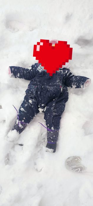 Зимен бебешки дънков гащеризон