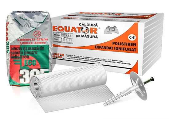 Polistiren Pachet Termoizolatie + ADEZIV CU FIBRE- EPS 70/80 de 5 cm