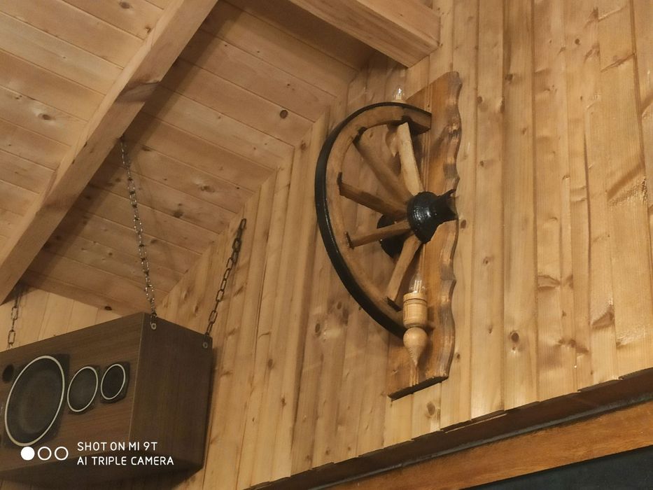 Стенни лампи от колела -вертикални и хоризонтални с дървени чашки