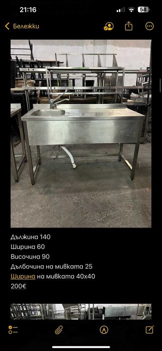 Неръждаеми стелажи, маси, мивки