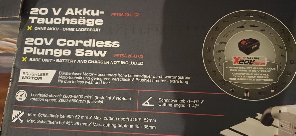 Circular PARKSIDE de mana fierastrau cu sina pe acumulator 20V  baterie pt mobila tamplarie