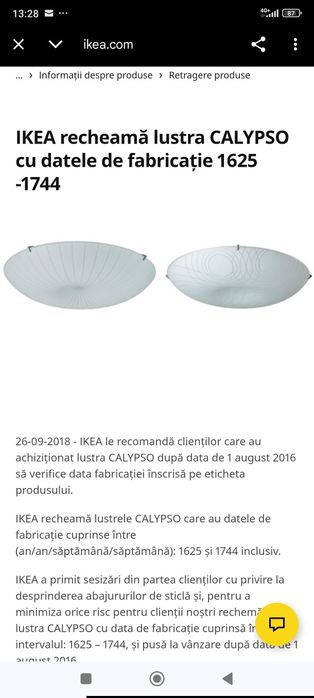 Lustra Ikea din sticla