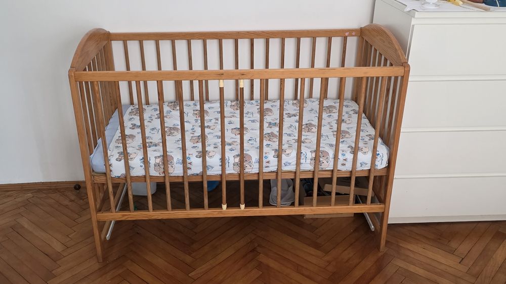 Pat de dormit copii patut bebe copil cu saltea lemn masiv