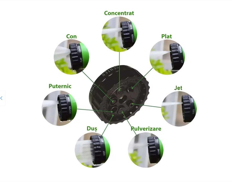 Furtun Extensibil pentru Gradina 30 m + Pistol din plastic cu 7 jeturi