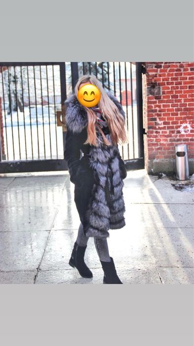 Шуба мутон - чернобурка