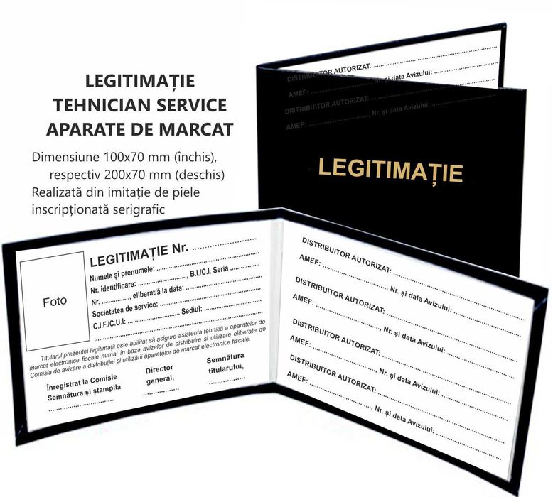 Legitimație Tehnician Service Aparate Marcat - 10 lei/buc