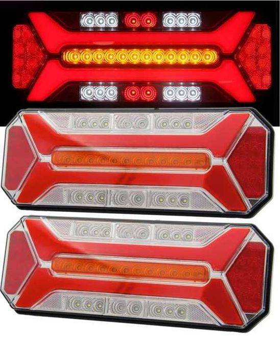 Комплект 2 броя LED неонови стопове 5 функции с динамичен мигач 12-24V