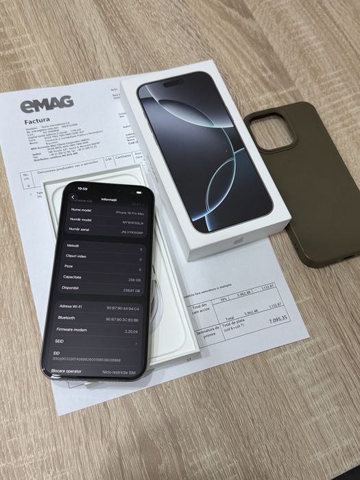 Iphone 16 Pro Max, 256 gb memorie, White Titanium