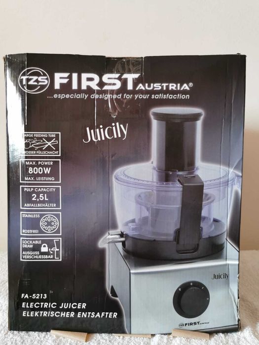 Сокоизстисквачка First Austria FA-5213, 800 W, 2.5 л, 2 скорости