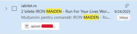 2 Bilete Concert Iron Maiden | 28 Mai 2026 | Arena Nationala Bucuresti
