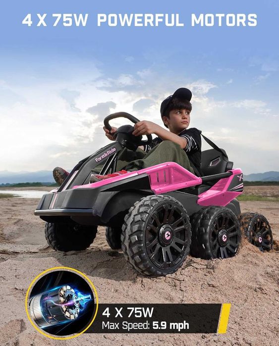 UTV electric pentru 2 copii Kinderauto BJSX2319 6x6 300W 24V pink