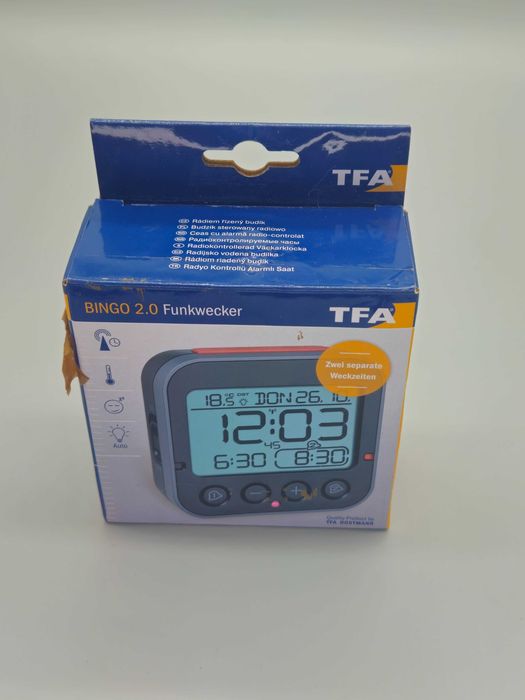 Радиоуправляем дигитален будилник BINGO 2.0 с температура и 2 аларми