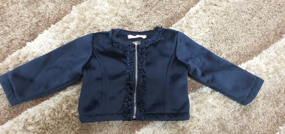 Плътно кадифено палтенце за бебе момиче до 74 см.