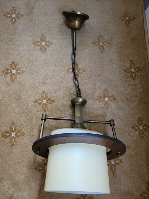 Lustră din lemn masiv și bronz