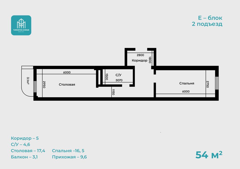 Юнусабад Новостройка Туркистан Авеню 1-комнатная сдача Конец года