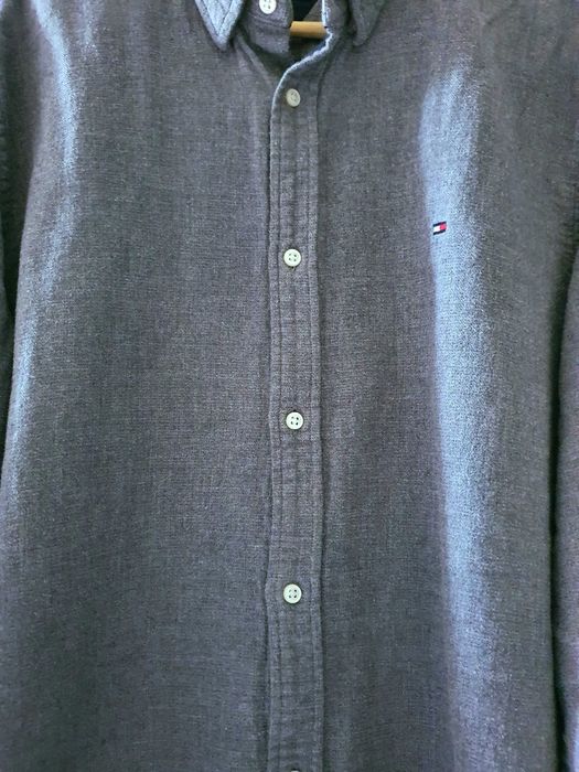 Tommy Hilfiger риза XL Regular Fit 100% памук сива, плътна материя