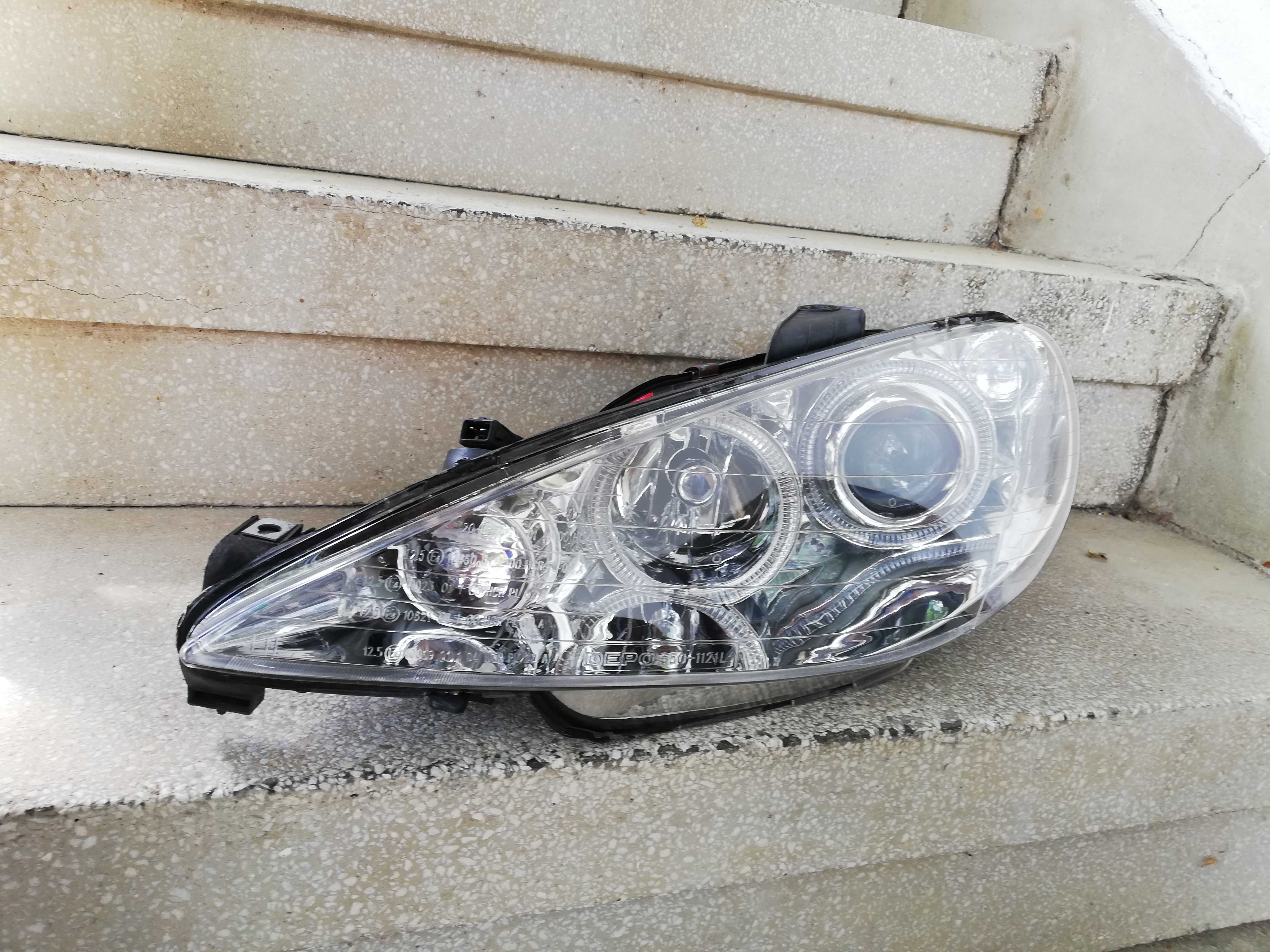 Фар Пежо 206 тунинг ляв/Фар Peugeot 206 Angel Eyes/Фар Pejo 206 гр ...