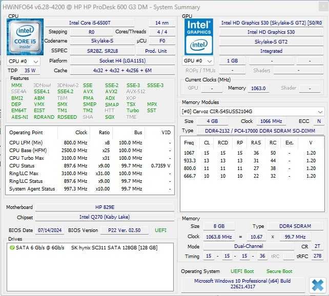 Micro Calculator Unitate pc Hp Prodesk 600 G3 I5 6500T Ram 8 16Gb SSD