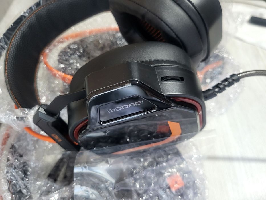 Новые наушники MORADI с LED синий и корич. подсветкой usb moradi