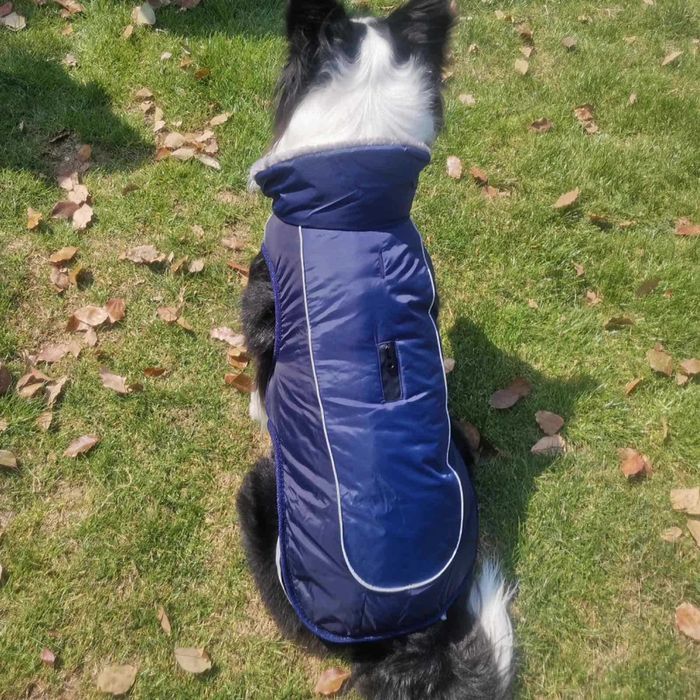 Кучешка дреха яке елек за куче плюшено кучешко палто синьо