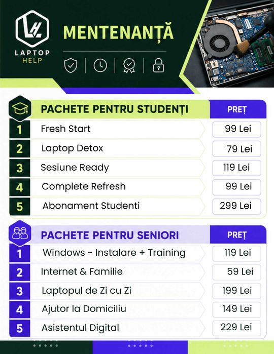 LaptopHelp Iasi - Servicii mentenanta / Instalare Windows/ Curatare