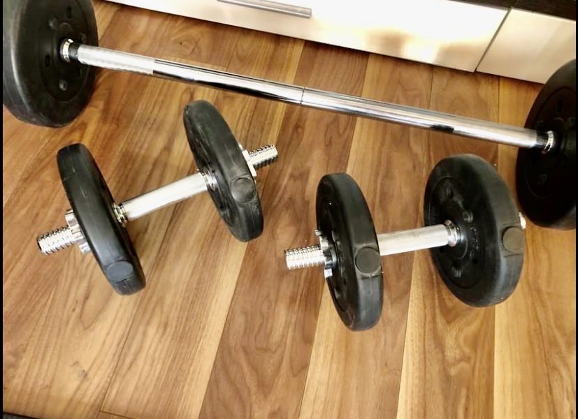 Pachet sala Bara haltera piept+gantere reglabile noi made in germany