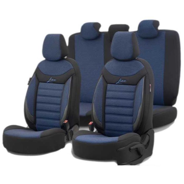 К-т Луксозна Тапицерия Automat-OTOM, Черна със син шев, LINE Design