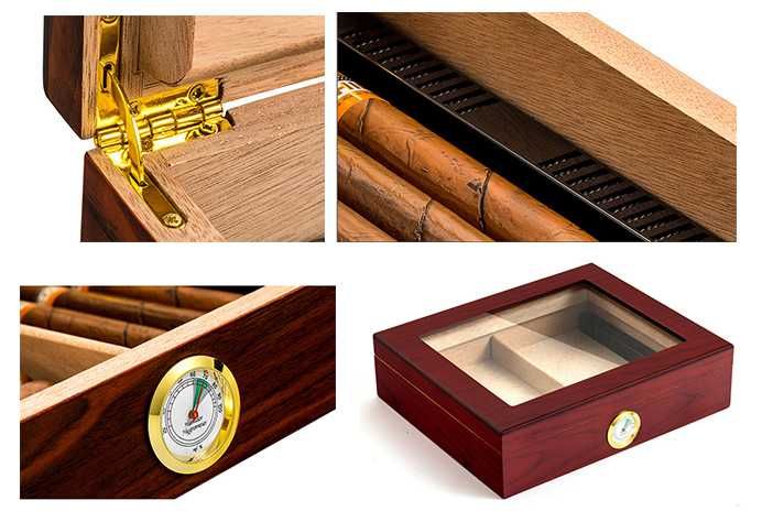 Малък хумидор от кедър за до 30 пури със хидрометър и овлажнител