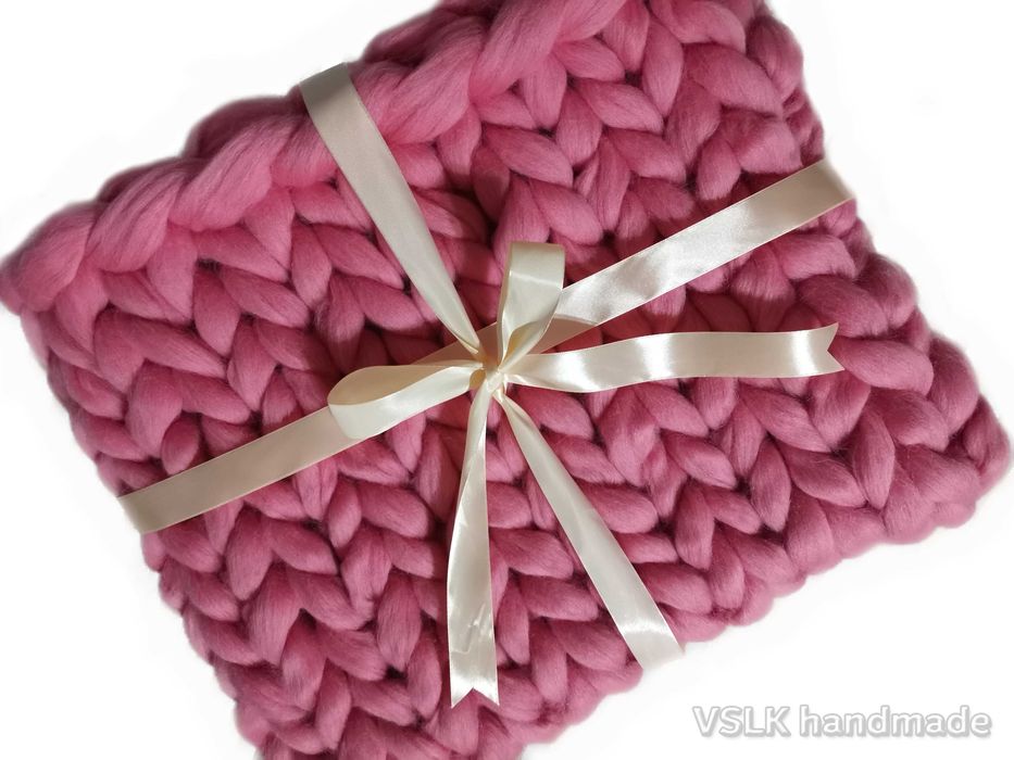 Гигантско плетено одеяло, мерино вълна,ръчна изработка