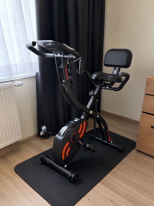 Bicicletă fitness pliabilă Sportneer 5 în 1 – nouă, cu spătar, benzi elastice și ecran LCD | Suportă până la 110 kg