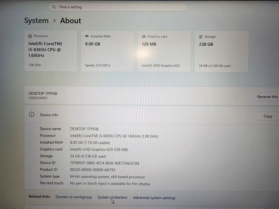 Lenovo ThinkPad L490 14" | intel i5-8365U 8x4.1GHz / 8GB RAM DDR4 / 256GB SSD / FHD / 3ч. бат / FHD