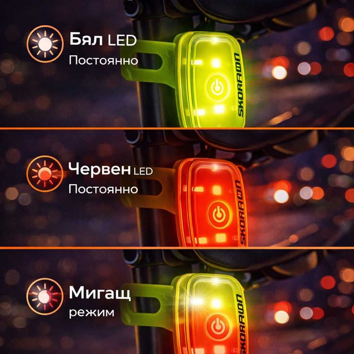 LED светлина за велосипед Skorpion ARL-241 (бял + червен диод)
