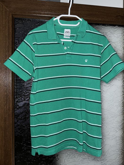 Tricou polo mâneca scurta Zara culoare verde marime S