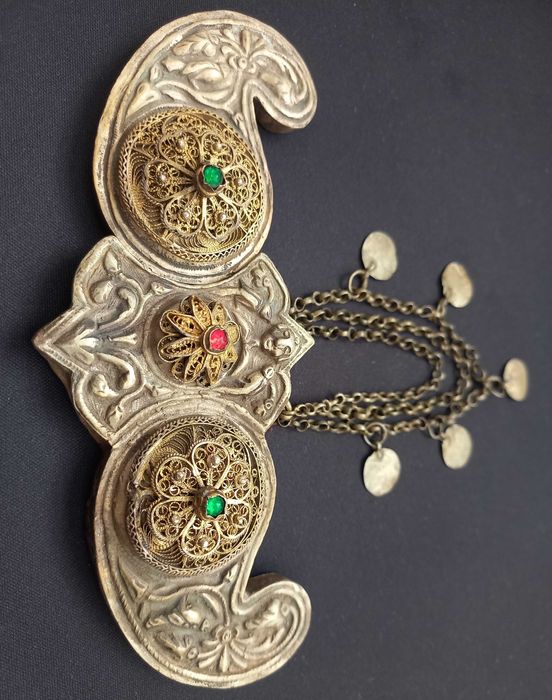 Възрожденски  Македонски пафти сребърни ковани филигран позлата носия