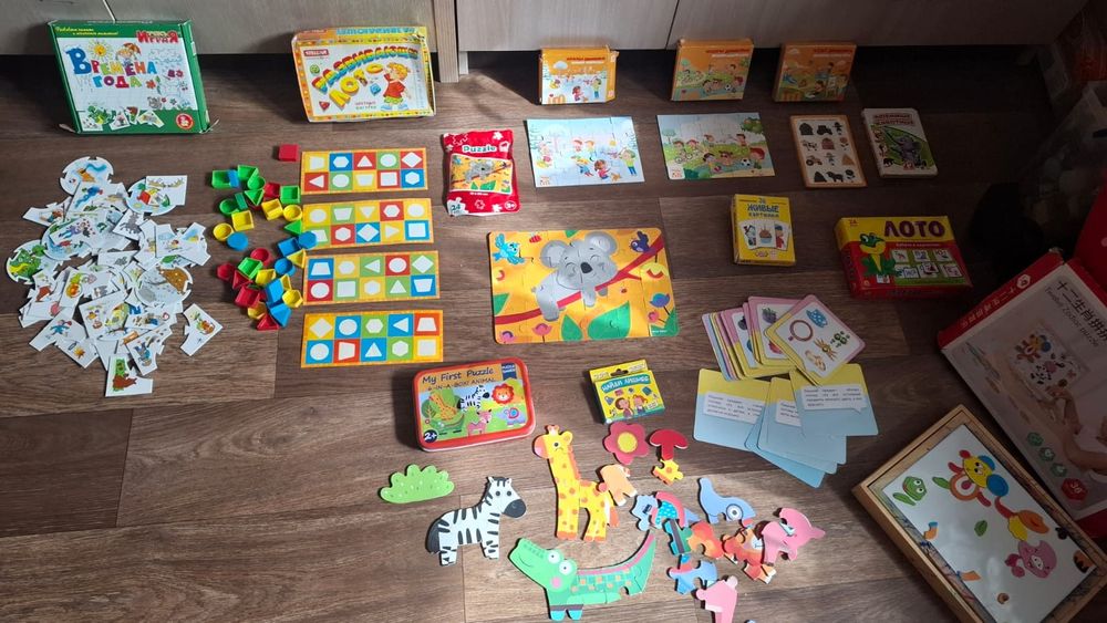 Большой набор развивающих игр, карточек и пазлов