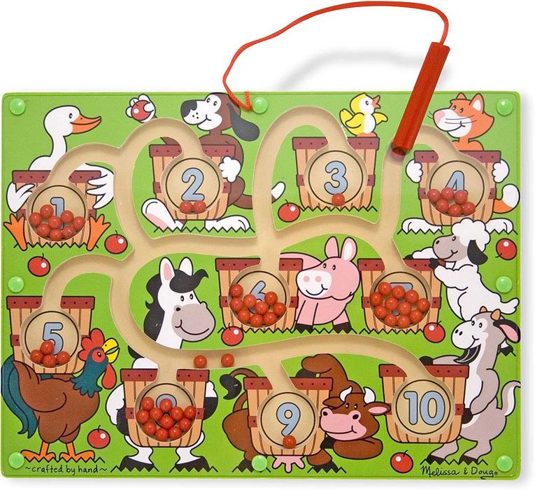 Дървен магнитен лабиринт с цифри Melissa & Doug Ферма