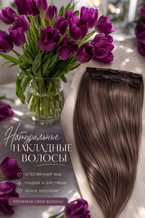 Накладные заколки из натурального волоса