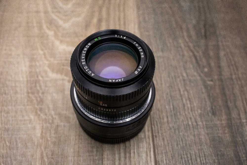 Obiectiv Revuenon MC 50mm F1.4 + adaptor Sony FE