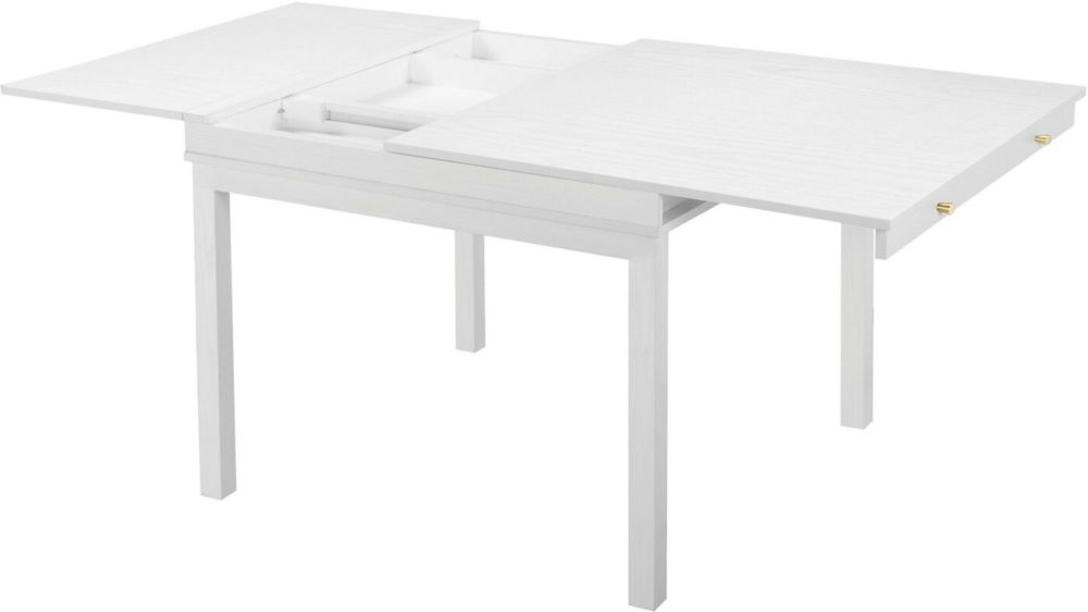 Masa extensibila Andas cu spatiu de depozitare , MDF , Alb , 104-145