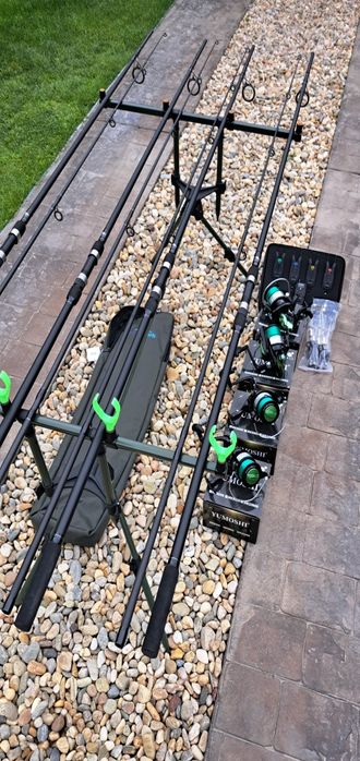 Set Pescuit,4 Lansete+4 Mulinete 8000+Senzori cu Statie+Rod Pod