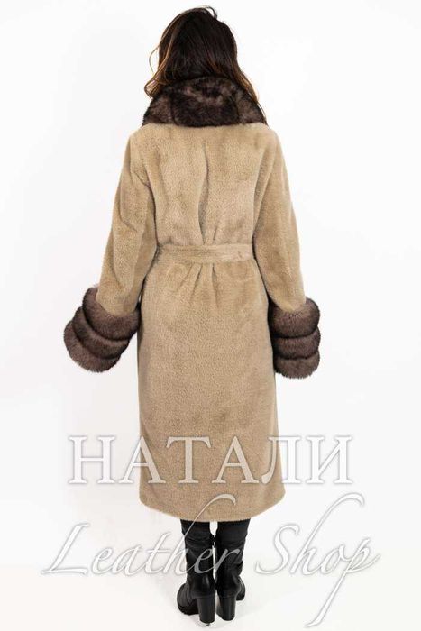 Кожух от алпака с косъм Амелия